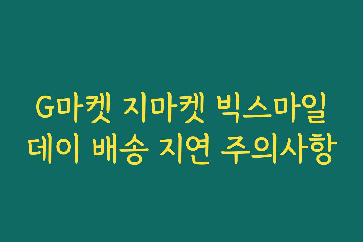 G마켓 지마켓 빅스마일데이 배송 지연 주의사항