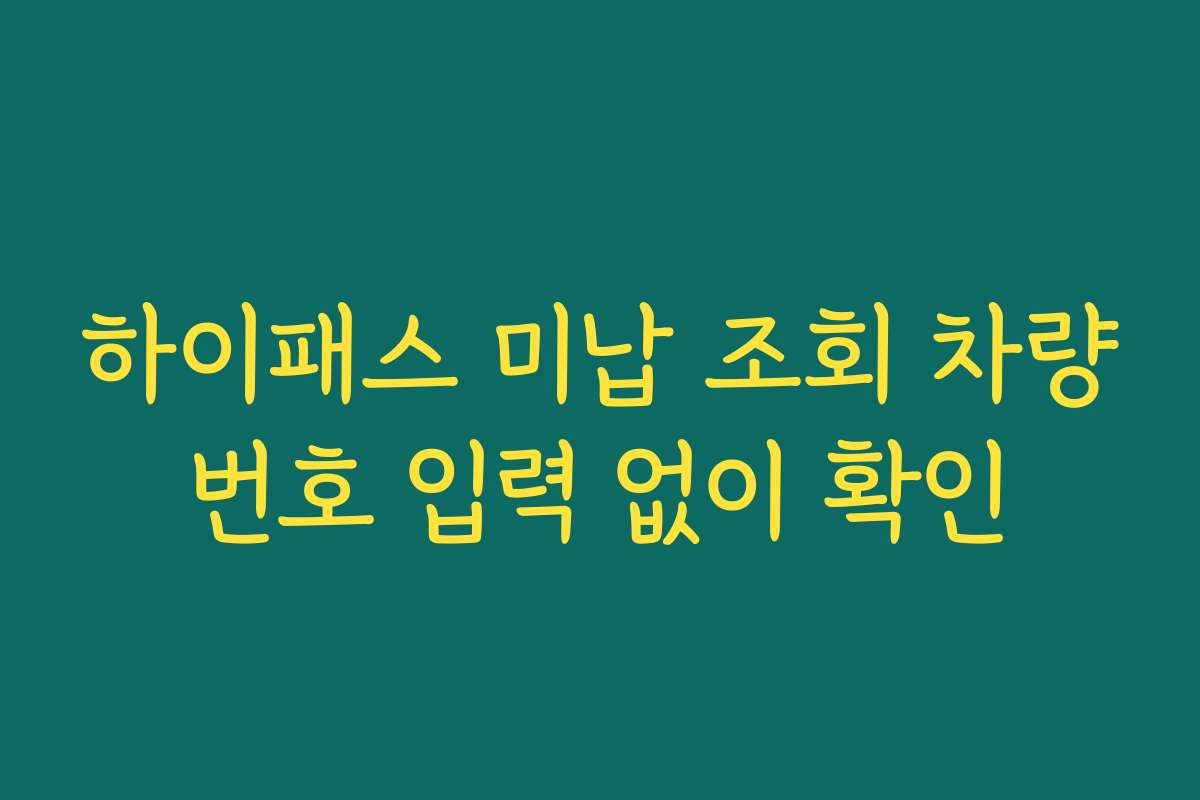 하이패스 미납 조회 차량번호 입력 없이 확인