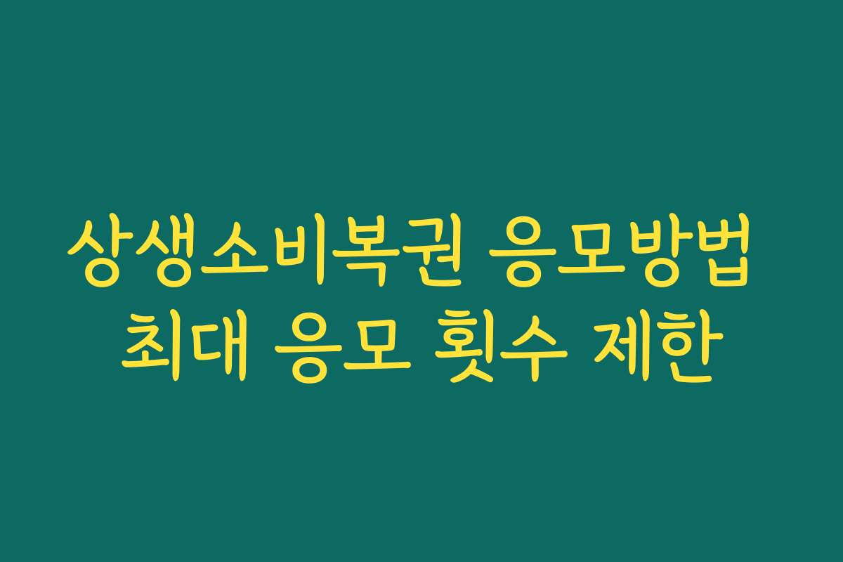 상생소비복권 응모방법 최대 응모 횟수 제한