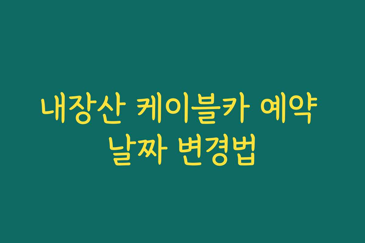 내장산 케이블카 예약 날짜 변경법