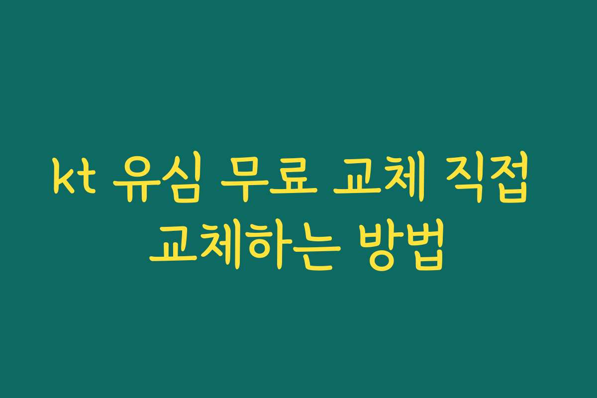 kt 유심 무료 교체 직접 교체하는 방법