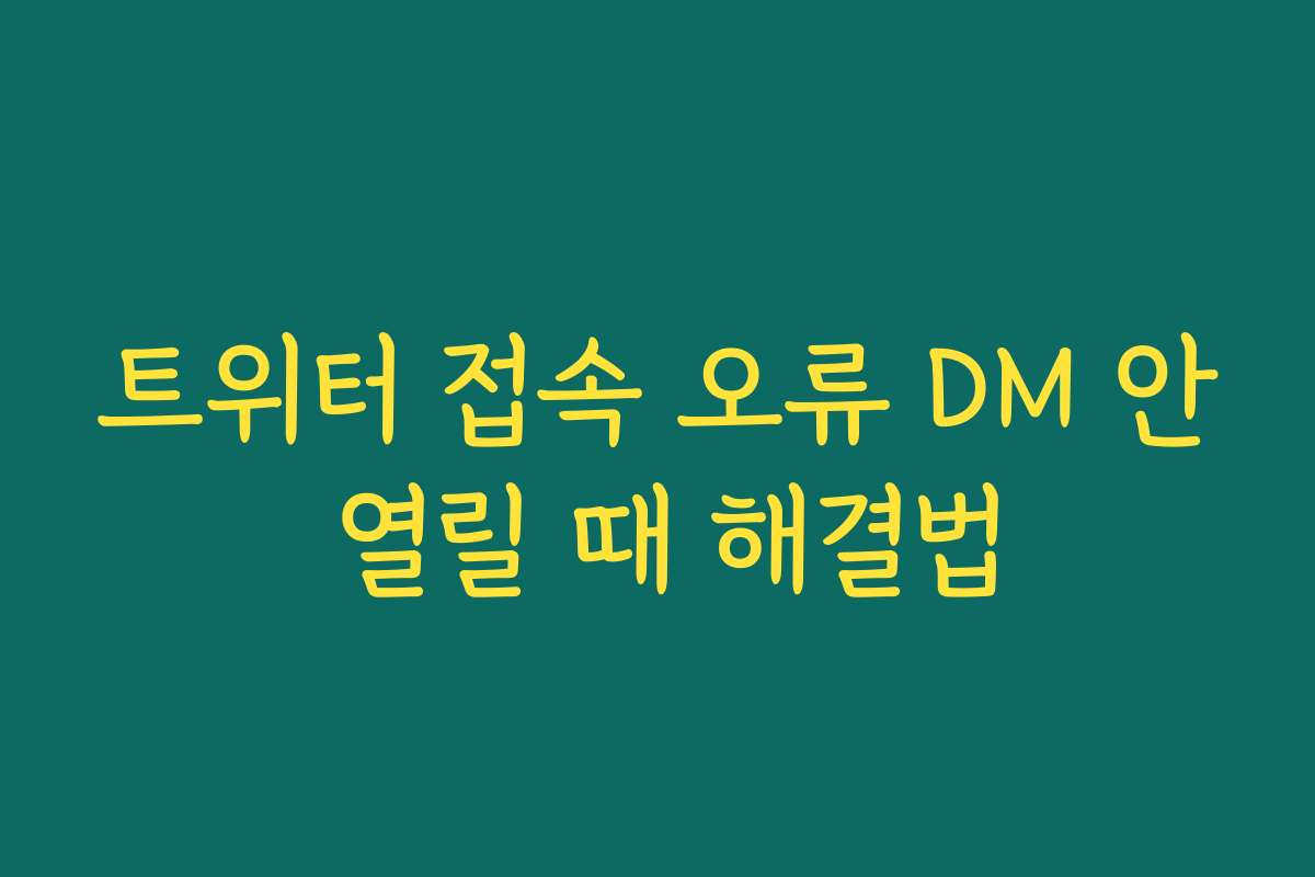 트위터 접속 오류 DM 안 열릴 때 해결법