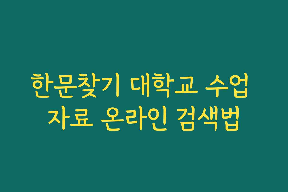 한문찾기 대학교 수업 자료 온라인 검색법
