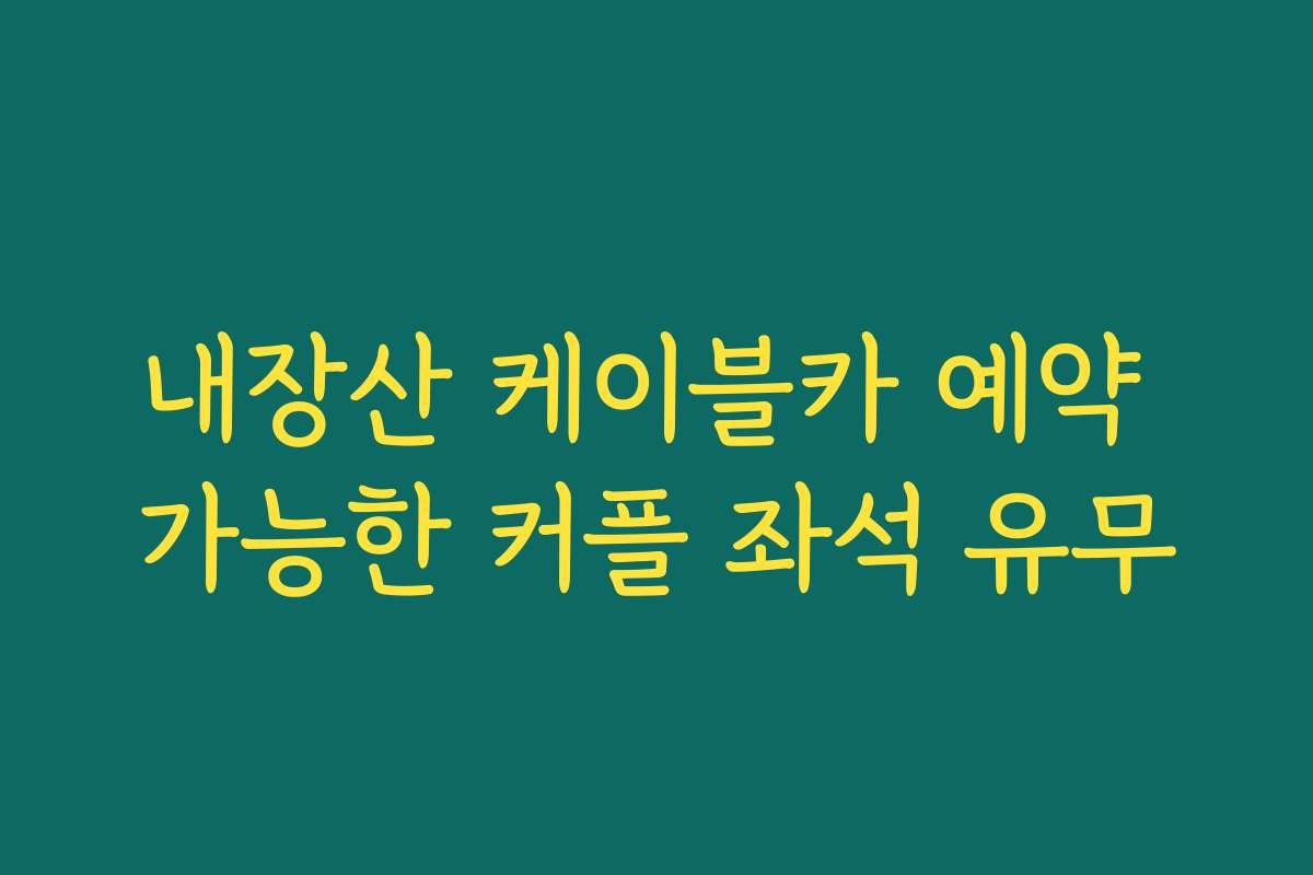 내장산 케이블카 예약 가능한 커플 좌석 유무