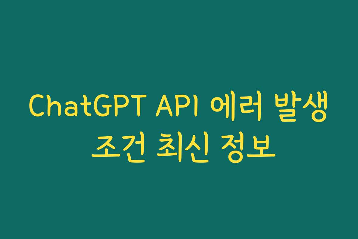 ChatGPT API 에러 발생 조건 최신 정보