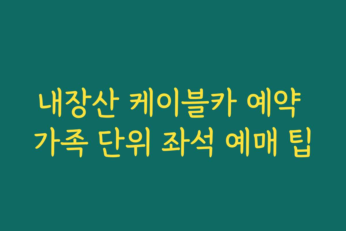 내장산 케이블카 예약 가족 단위 좌석 예매 팁