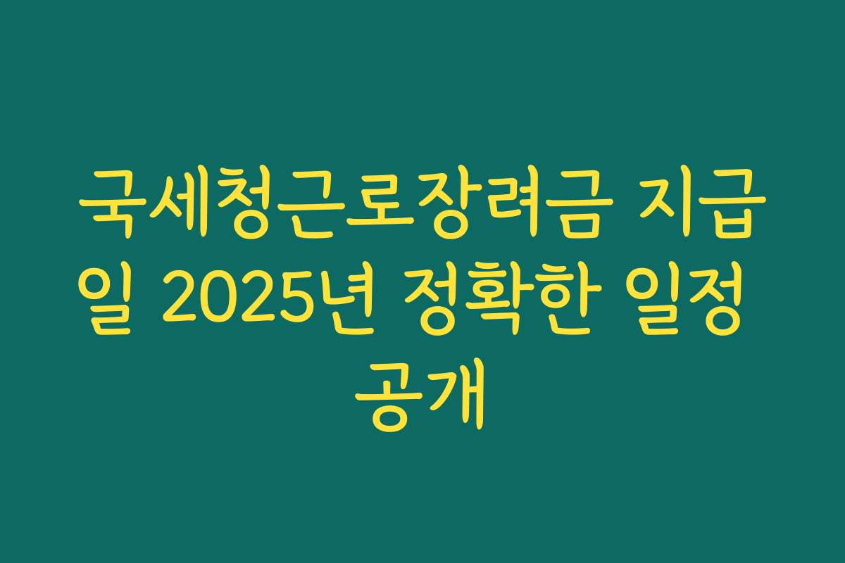 국세청근로장려금 지급일 2025년 정확한 일정 공개