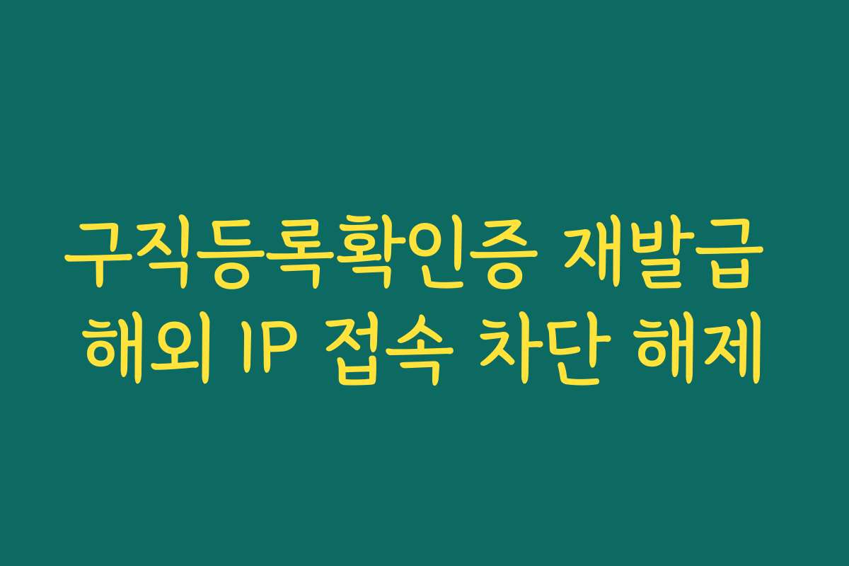 구직등록확인증 재발급 해외 IP 접속 차단 해제