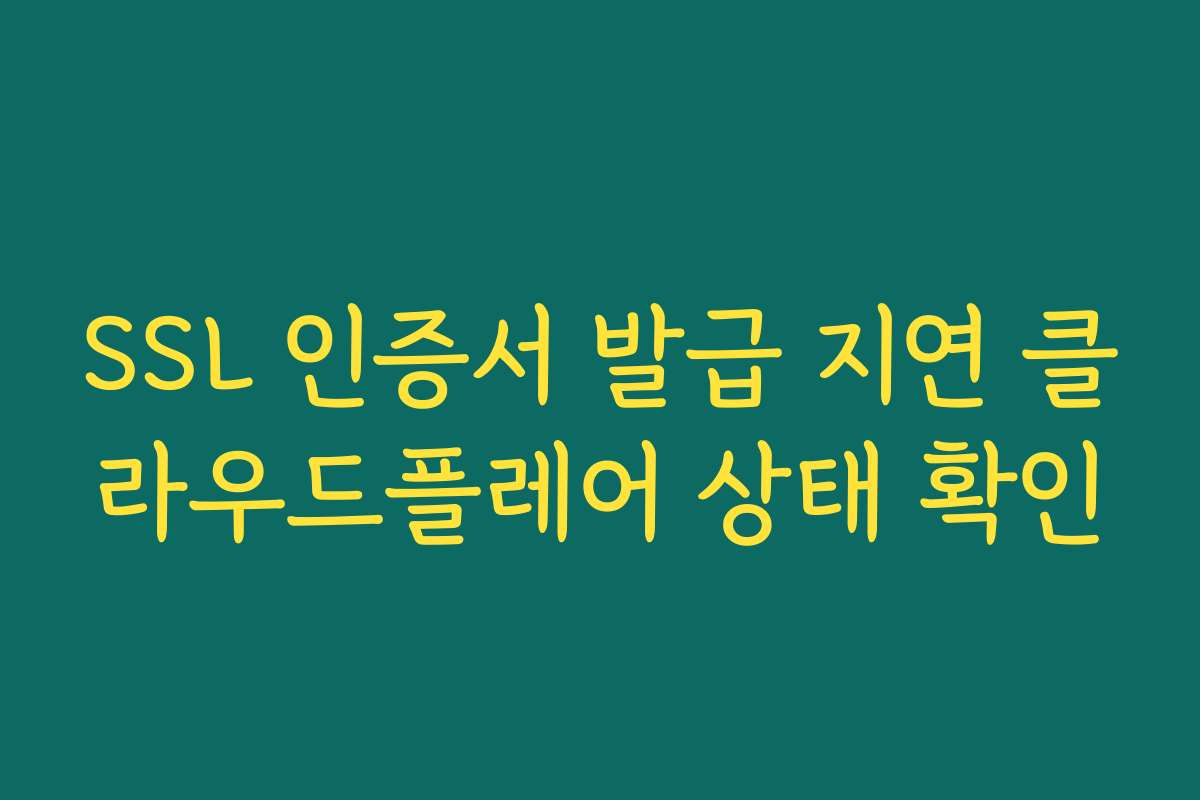 SSL 인증서 발급 지연 클라우드플레어 상태 확인