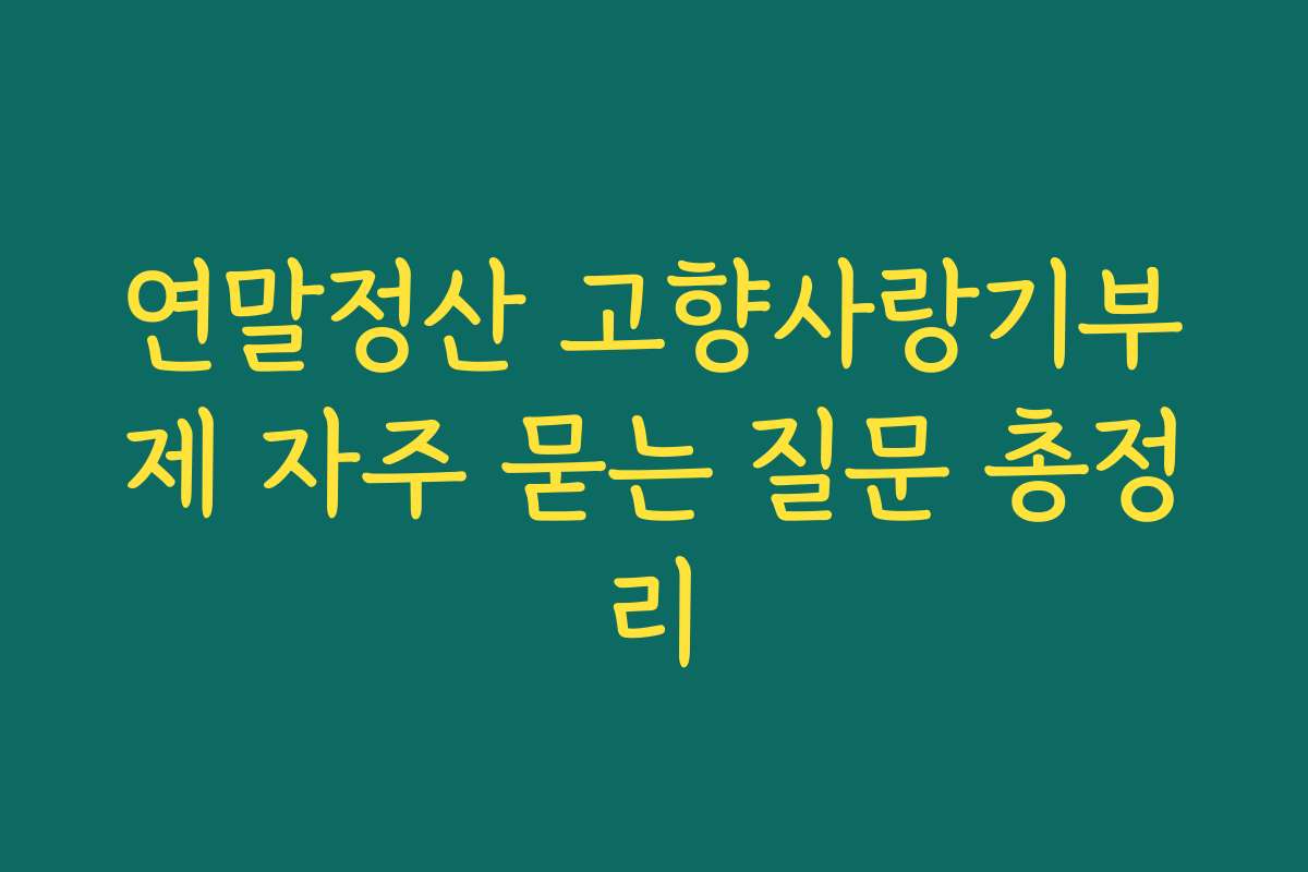 연말정산 고향사랑기부제 자주 묻는 질문 총정리