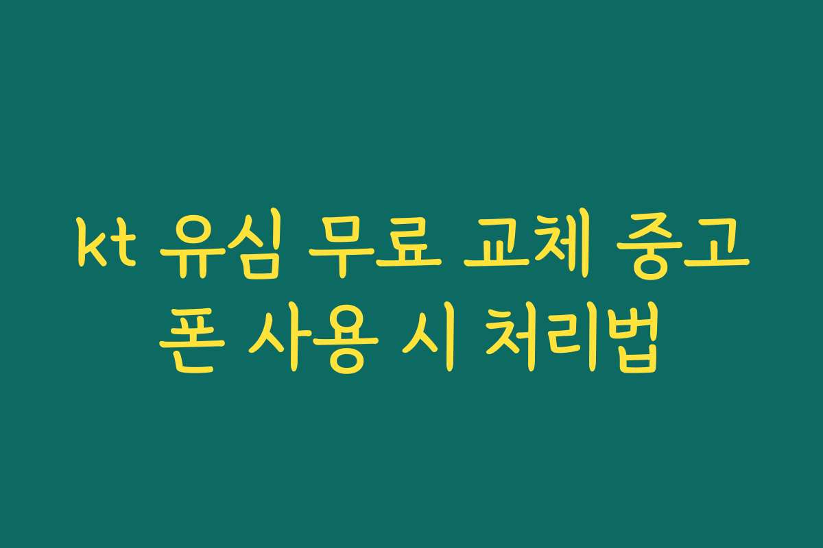 kt 유심 무료 교체 중고폰 사용 시 처리법