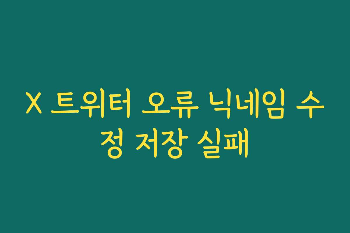 X 트위터 오류 닉네임 수정 저장 실패