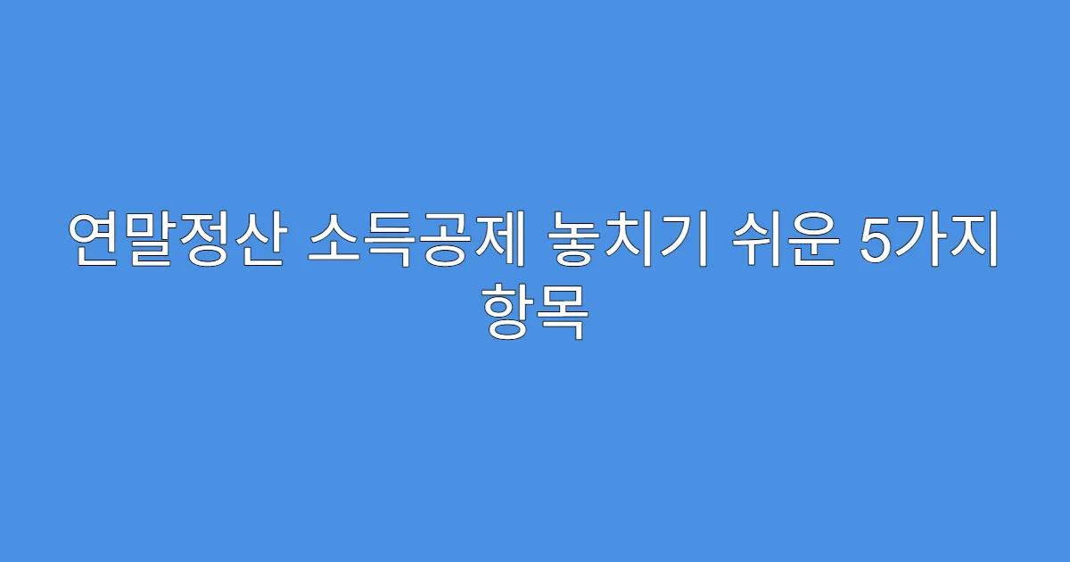 연말정산 소득공제 놓치기 쉬운 5가지 항목