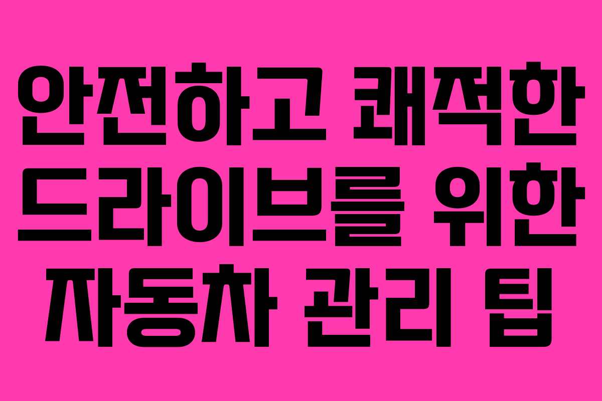 안전하고 쾌적한 드라이브를 위한 자동차 관리 팁