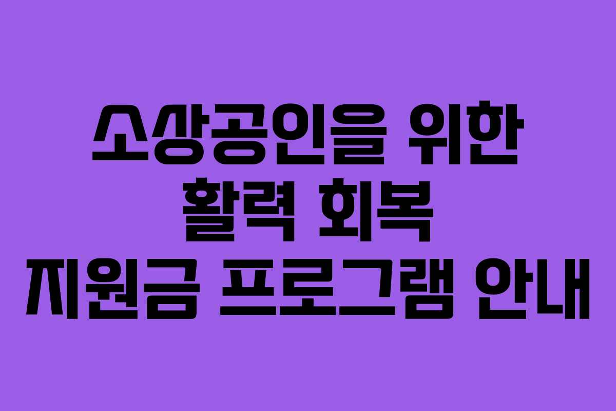 소상공인을 위한 활력 회복 지원금 프로그램 안내