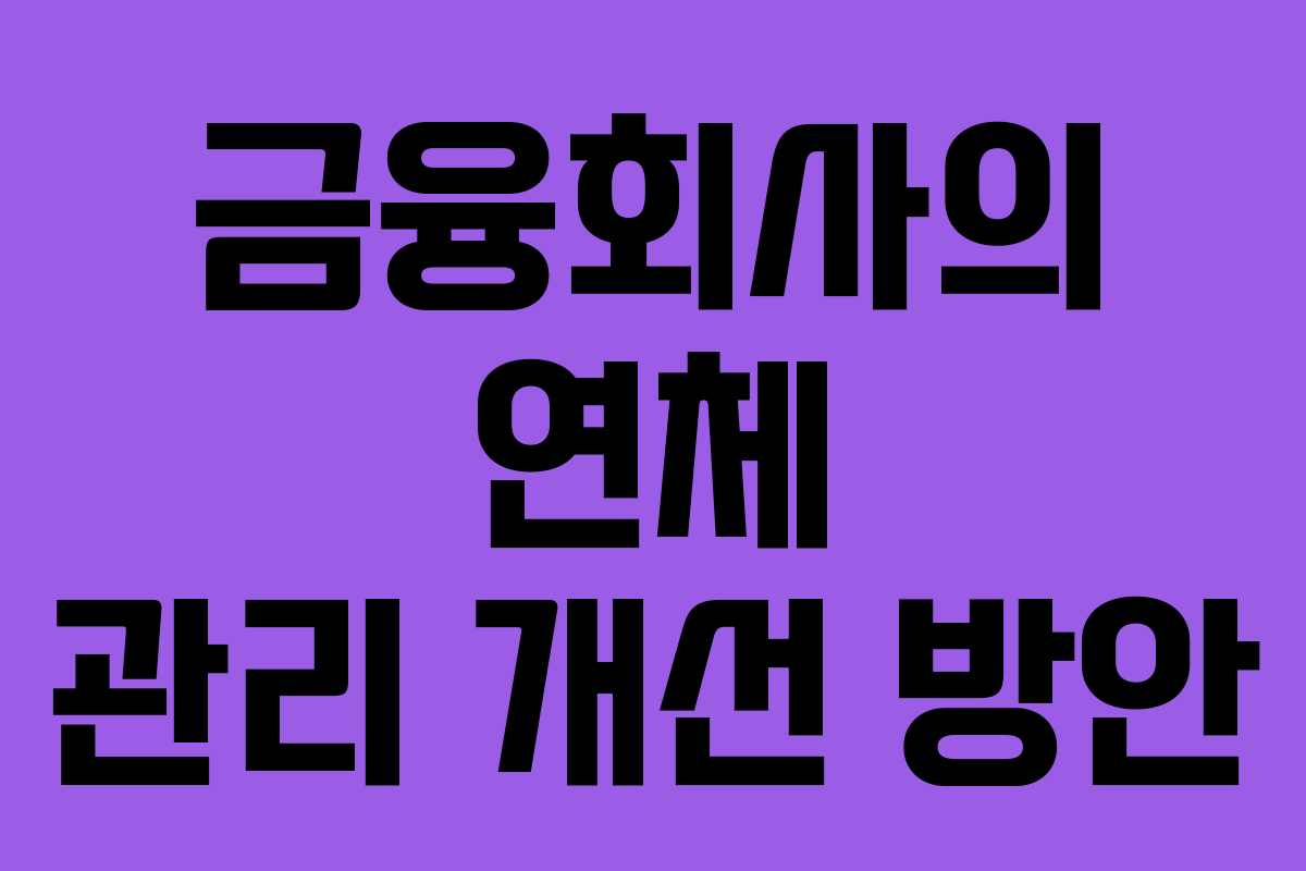 금융회사의 연체 관리 개선 방안