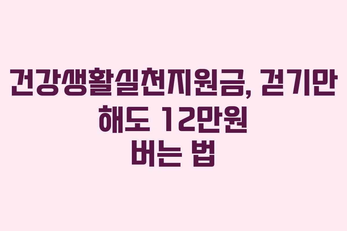 건강생활실천지원금, 걷기만 해도 12만원 버는 법