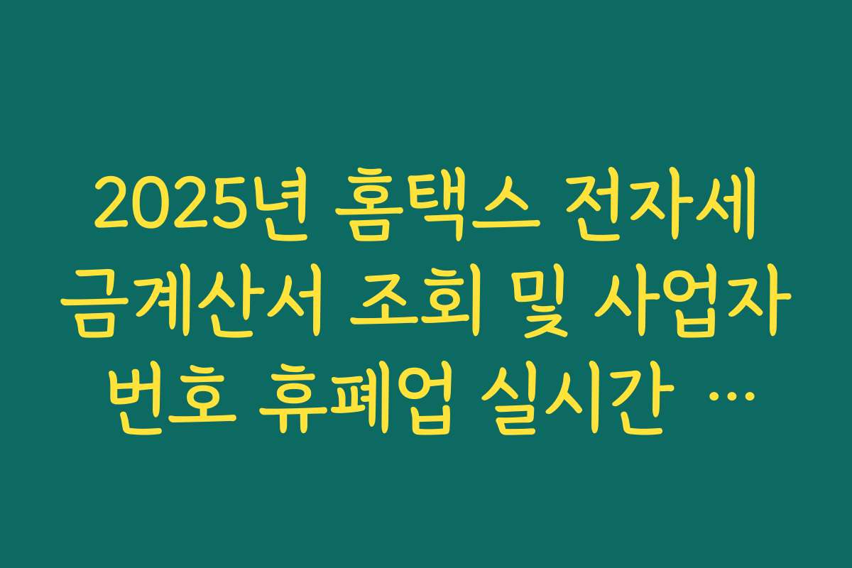 2025년 홈택스 전자세금계산서 조회 및 사업자 번호 휴폐업 실시간 조회