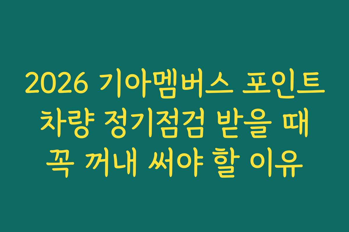 2026 기아멤버스 포인트 차량 정기점검 받을 때 꼭 꺼내 써야 할 이유