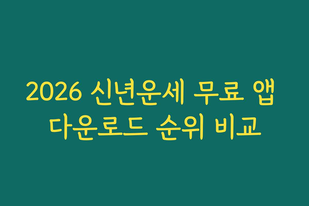 2026 신년운세 무료 앱 다운로드 순위 비교