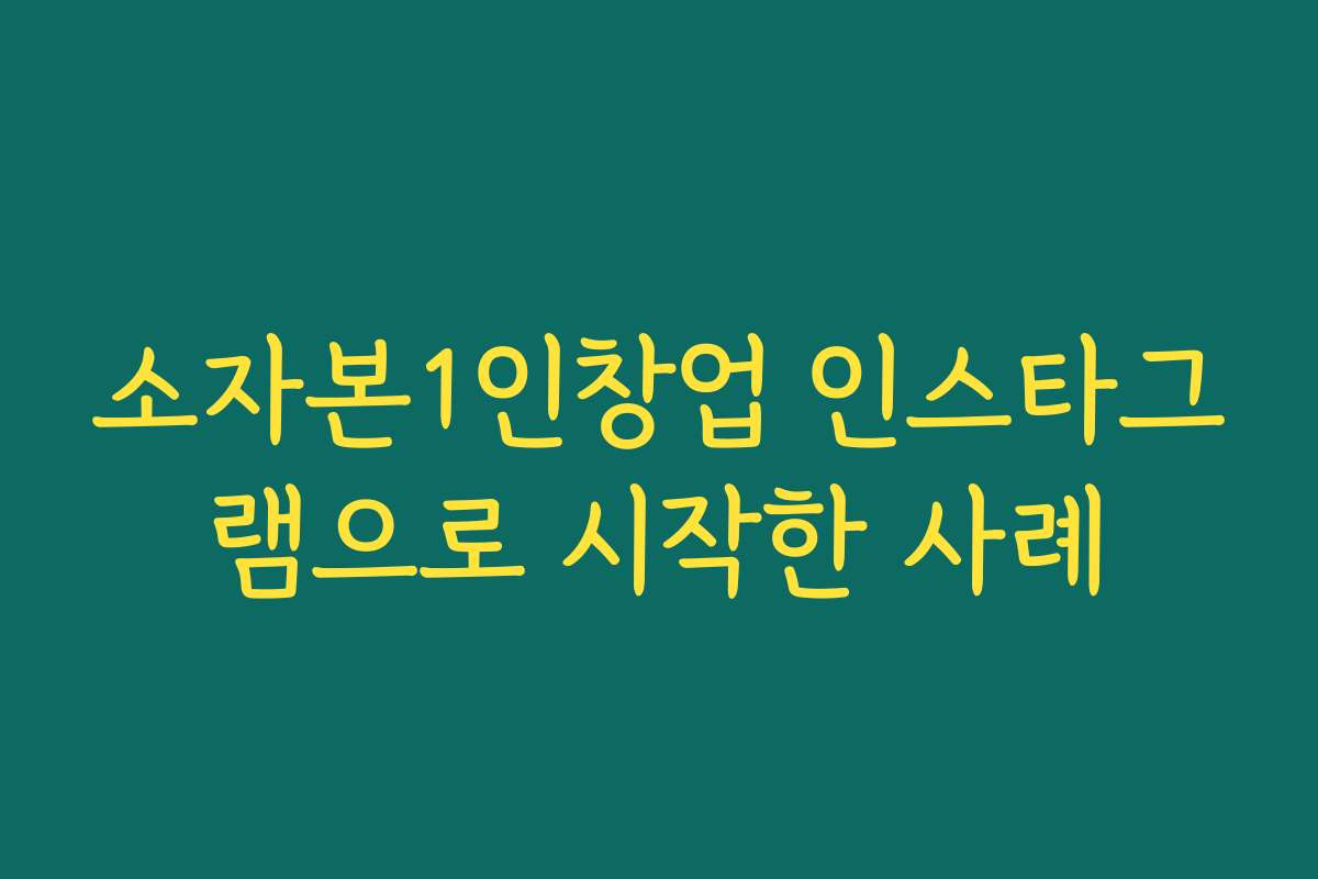 소자본1인창업 인스타그램으로 시작한 사례