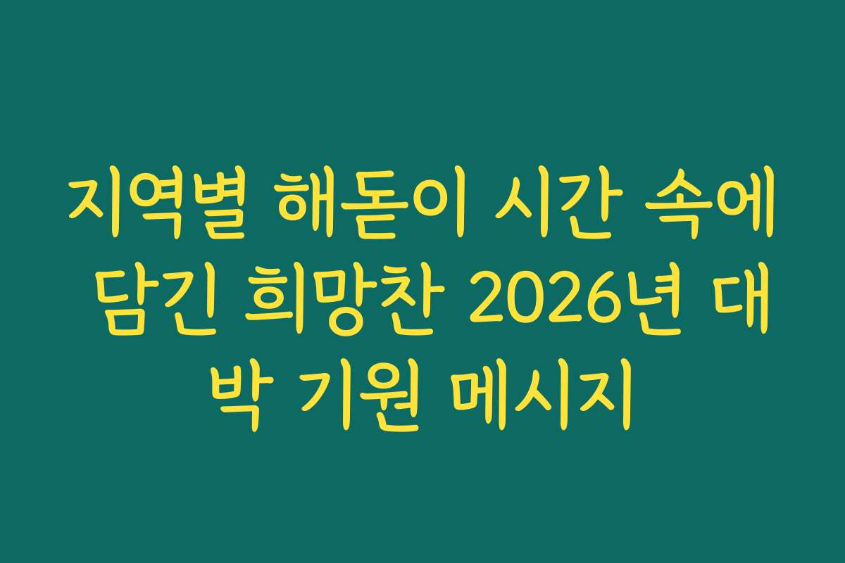 지역별 해돋이 시간 속에 담긴 희망찬 2026년 대박 기원 메시지