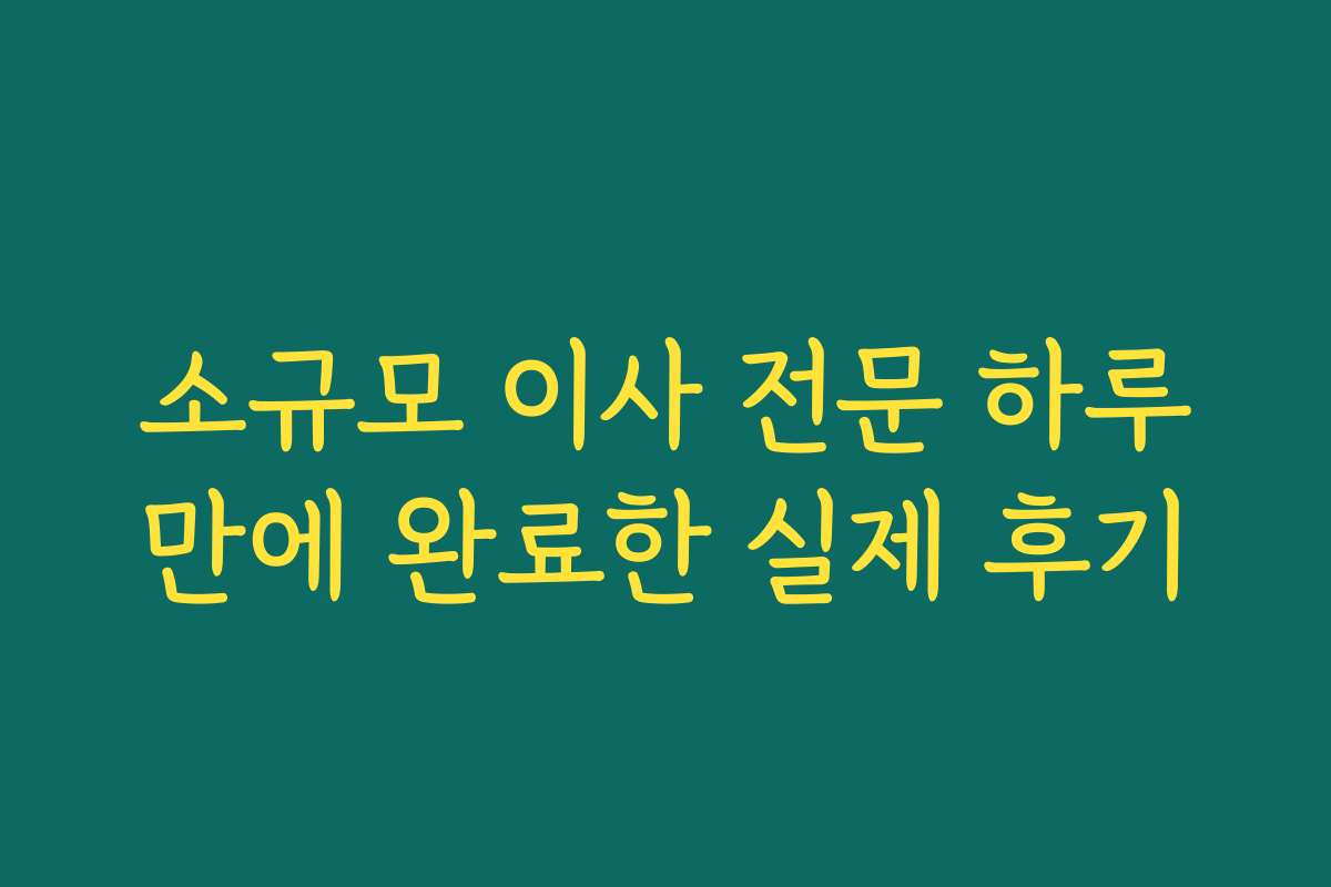 소규모 이사 전문 하루만에 완료한 실제 후기