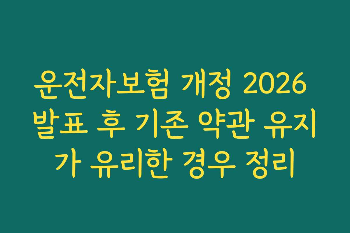 운전자보험 개정 2026 발표 후 기존 약관 유지가 유리한 경우 정리