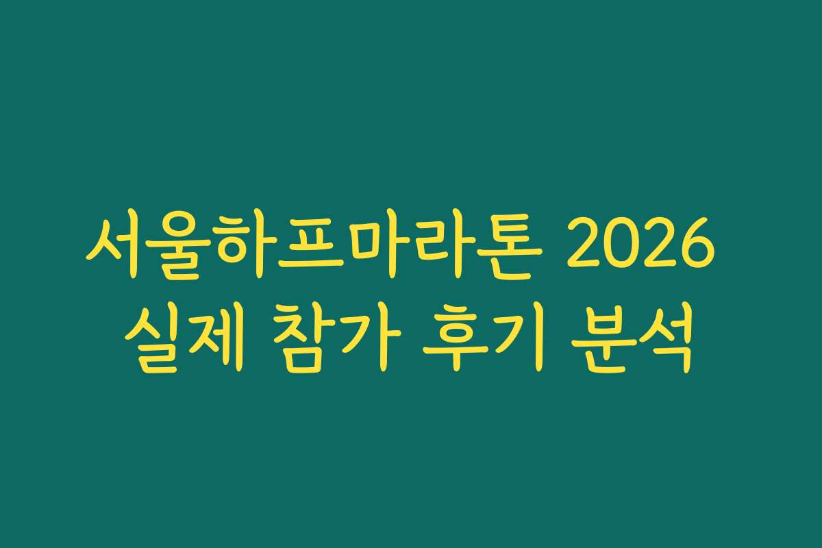 서울하프마라톤 2026 실제 참가 후기 분석