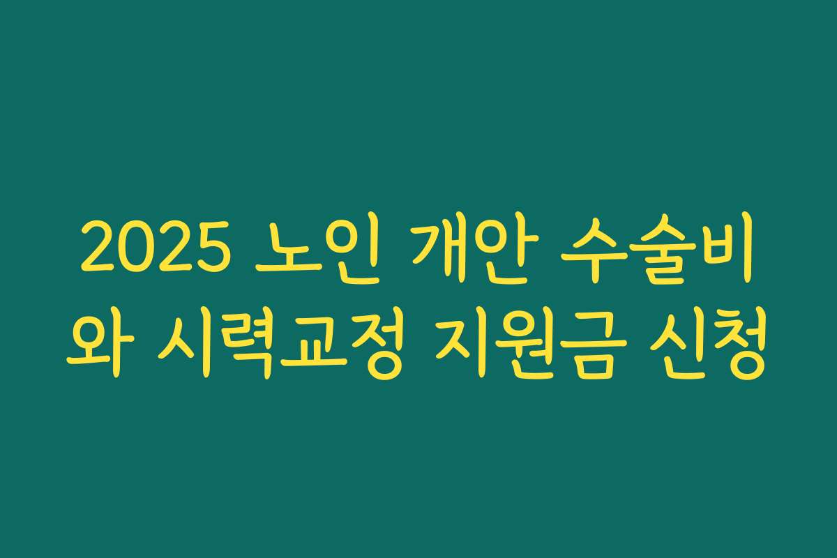 2025 노인 개안 수술비와 시력교정 지원금 신청