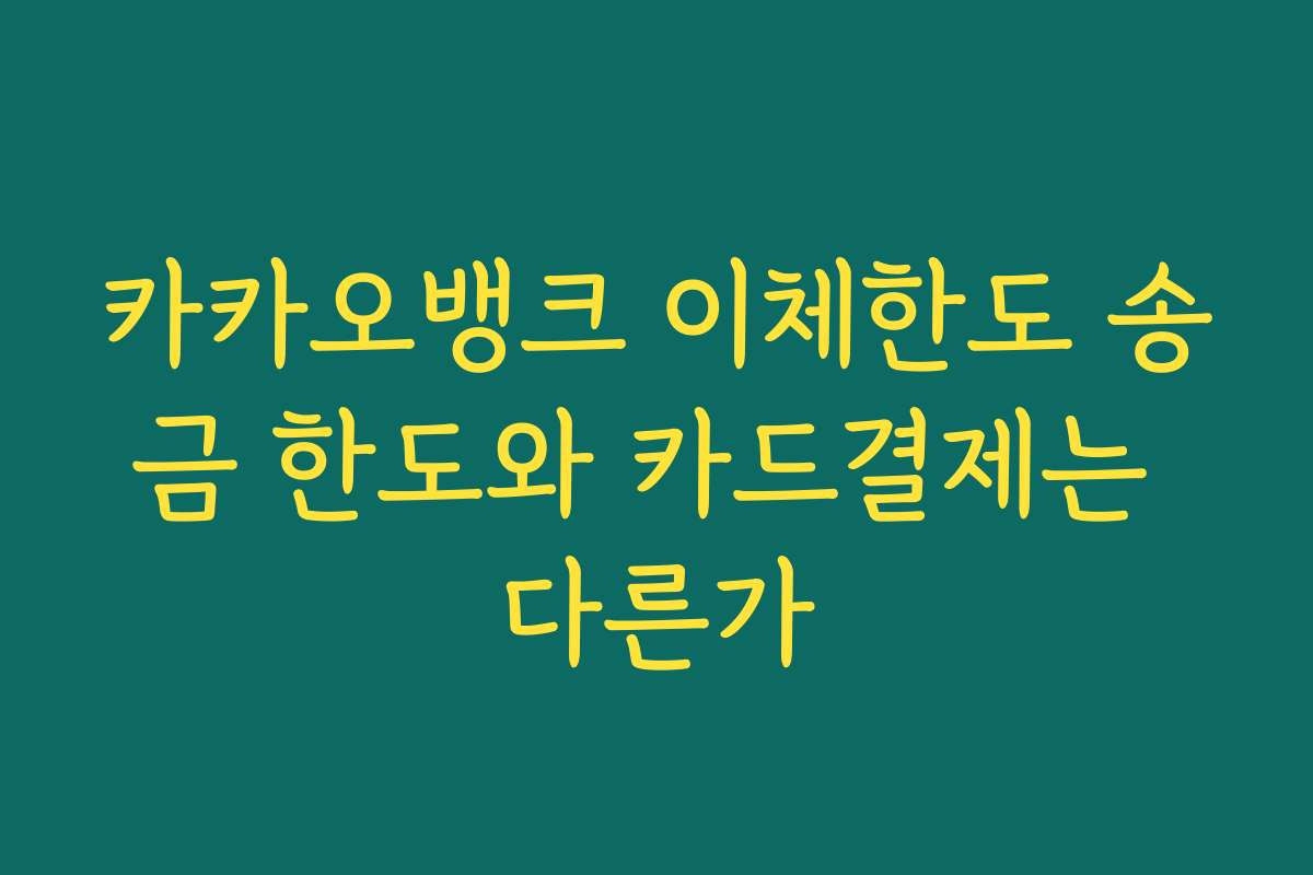카카오뱅크 이체한도 송금 한도와 카드결제는 다른가