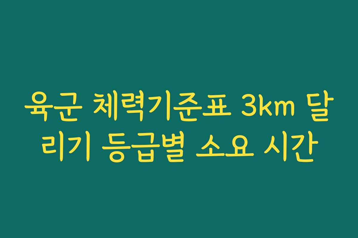 육군 체력기준표 3km 달리기 등급별 소요 시간