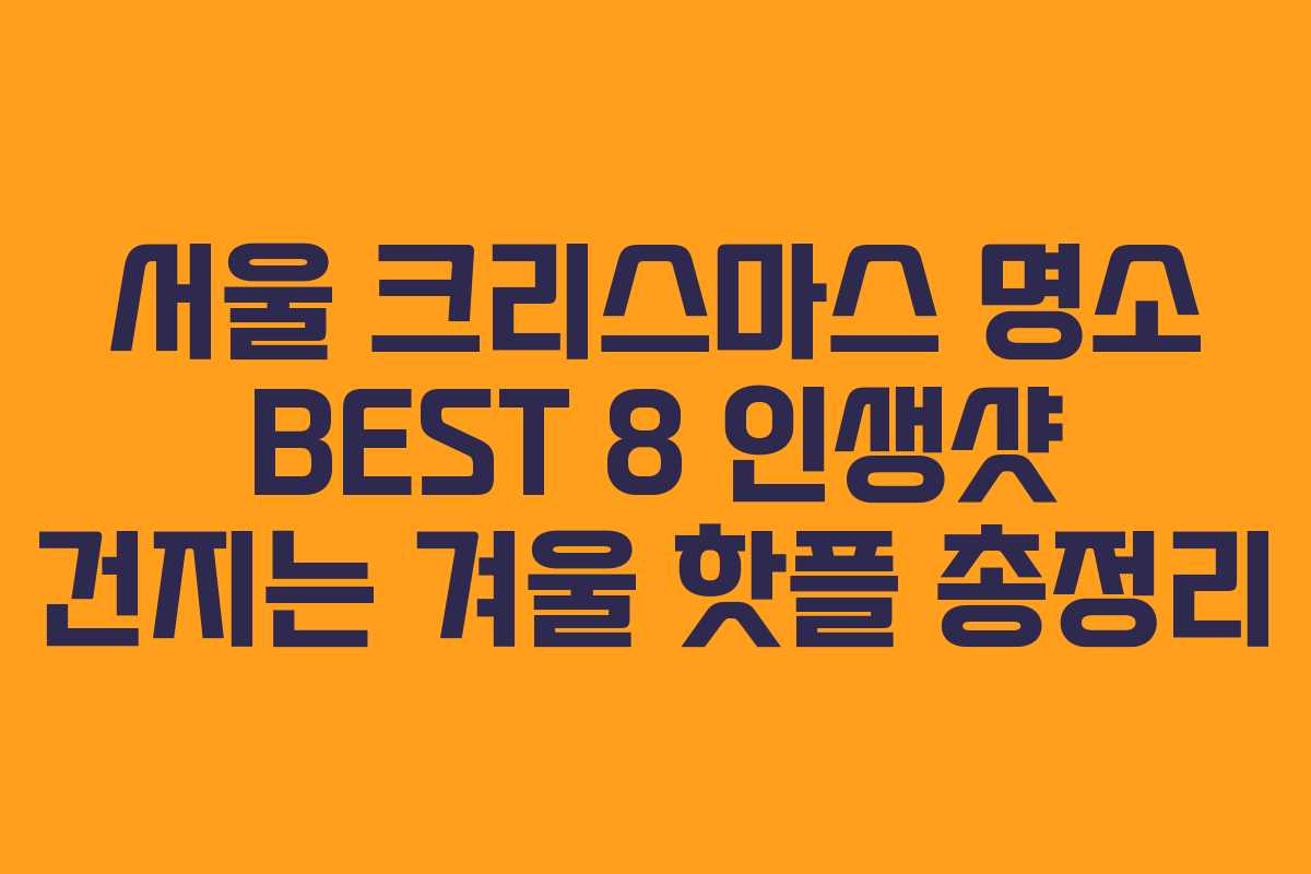 서울 크리스마스 명소 BEST 8 인생샷 건지는 겨울 핫플 총정리