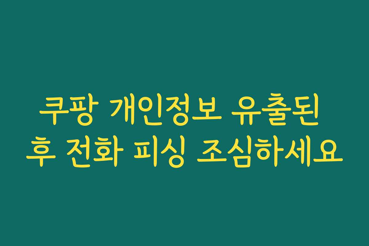 쿠팡 개인정보 유출된 후 전화 피싱 조심하세요