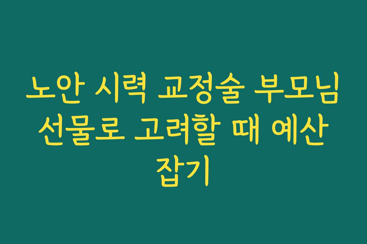 노안 시력 교정술 부모님 선물로 고려할 때 예산 잡기