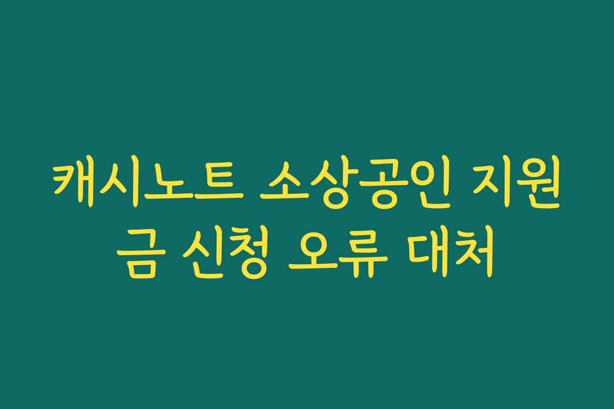 캐시노트 소상공인 지원금 신청 오류 대처