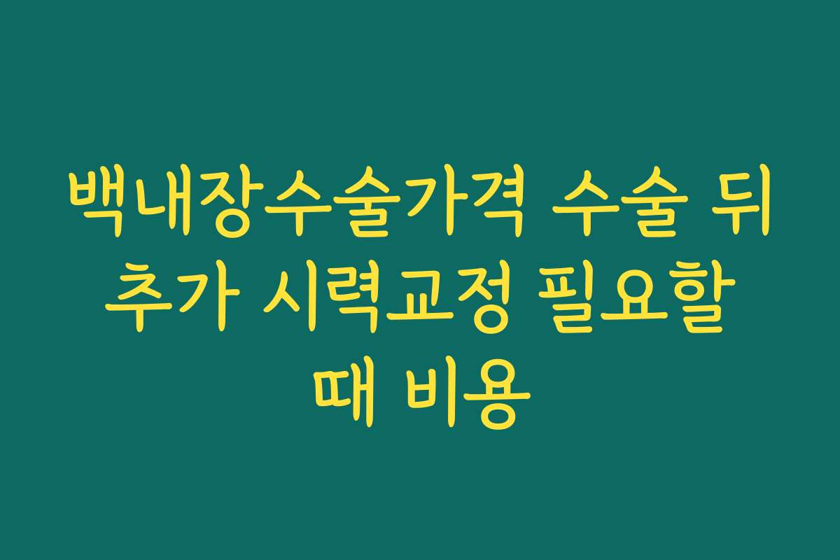 백내장수술가격 수술 뒤 추가 시력교정 필요할 때 비용