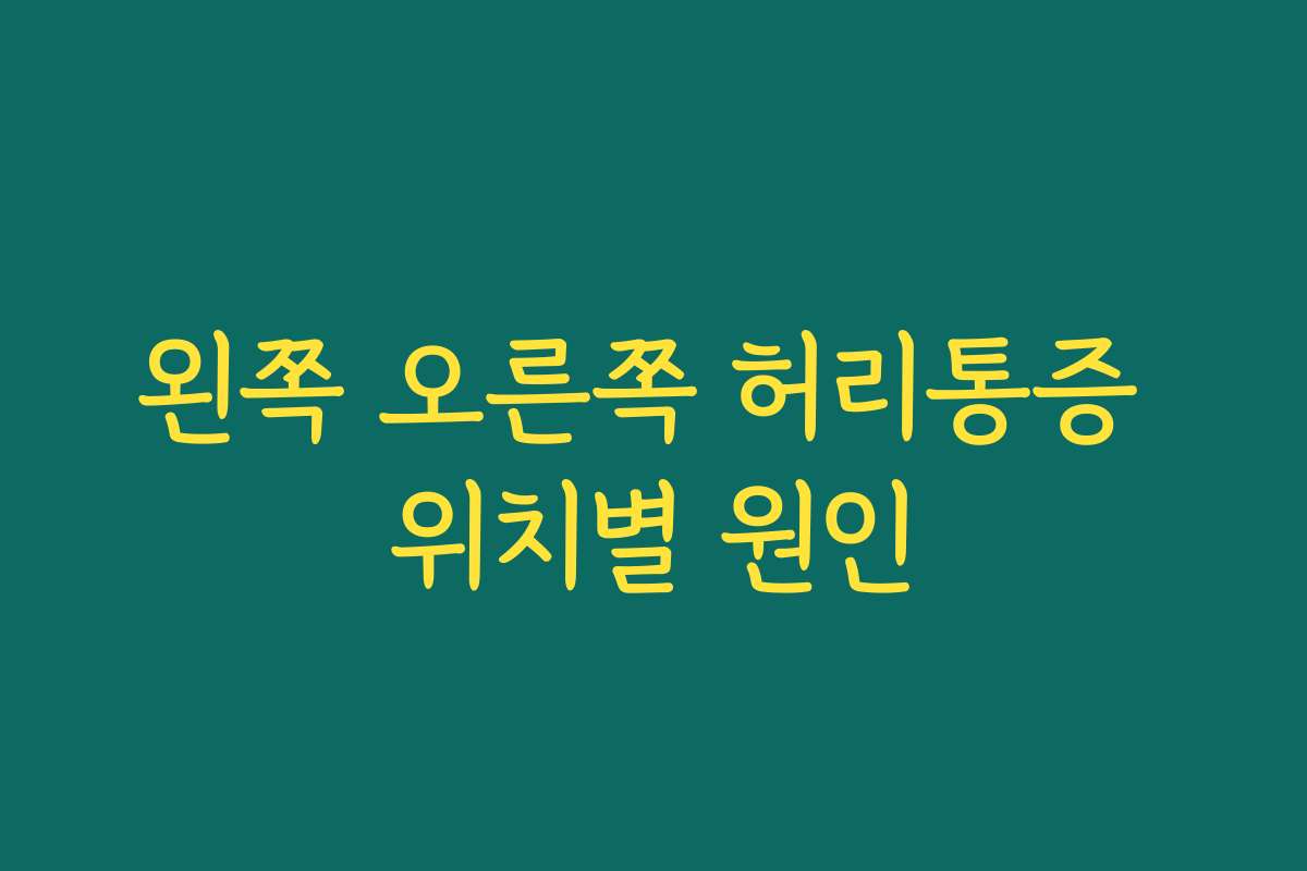 왼쪽 오른쪽 허리통증 위치별 원인