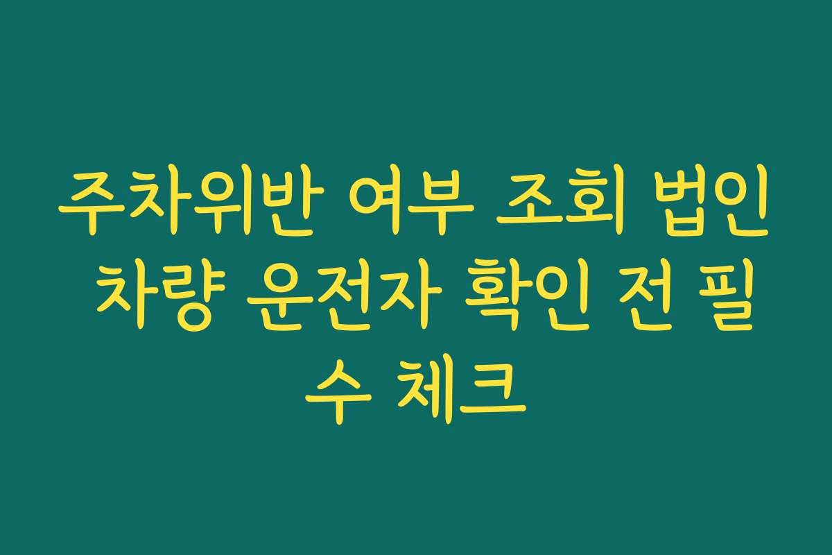 주차위반 여부 조회 법인 차량 운전자 확인 전 필수 체크