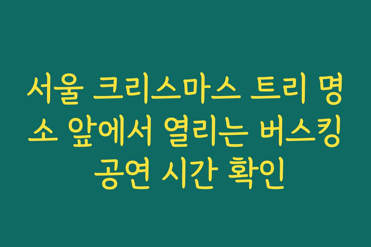 서울 크리스마스 트리 명소 앞에서 열리는 버스킹 공연 시간 확인