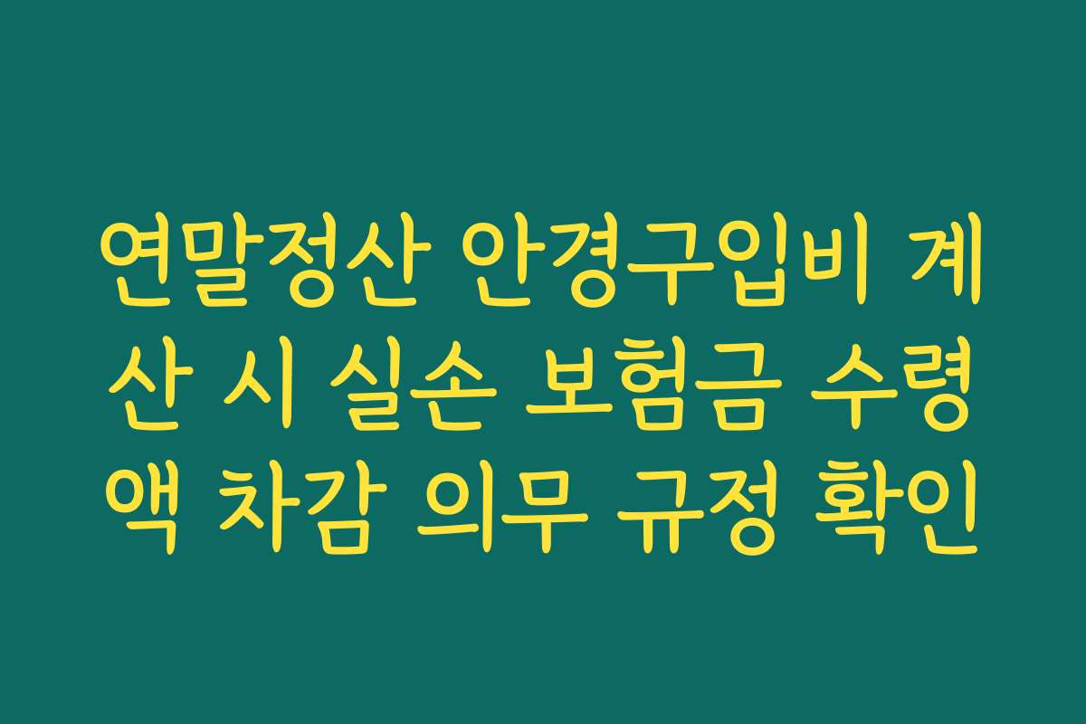 연말정산 안경구입비 계산 시 실손 보험금 수령액 차감 의무 규정 확인