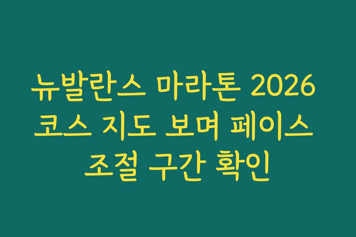 뉴발란스 마라톤 2026 코스 지도 보며 페이스 조절 구간 확인