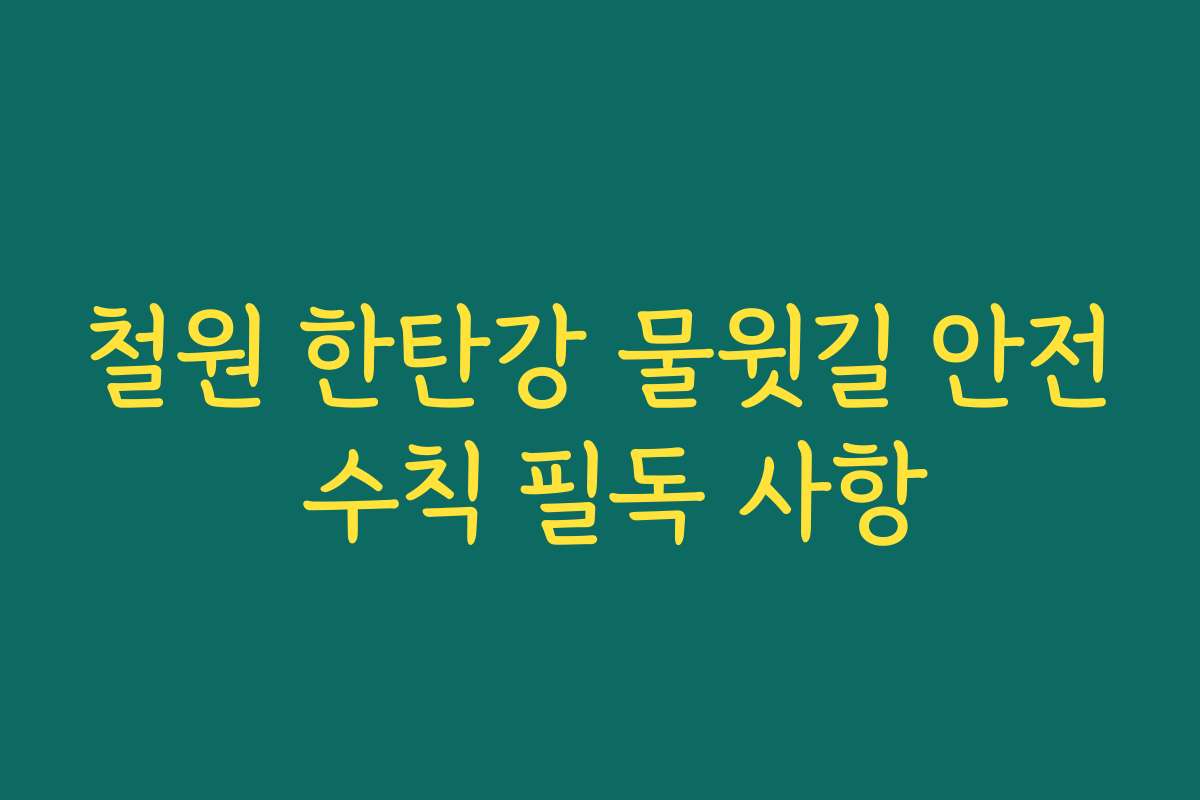 철원 한탄강 물윗길 안전 수칙 필독 사항