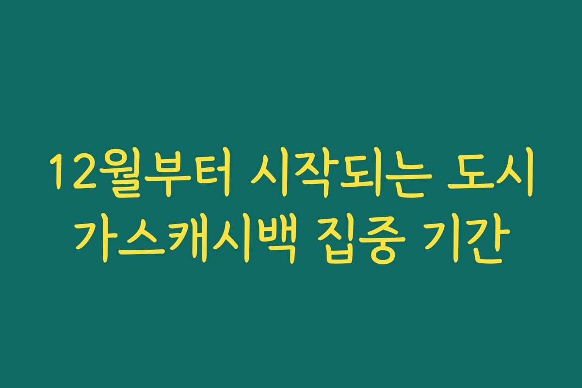 12월부터 시작되는 도시가스캐시백 집중 기간