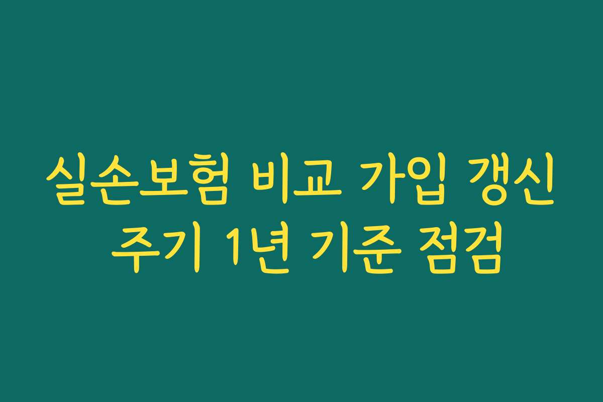 실손보험 비교 가입 갱신 주기 1년 기준 점검