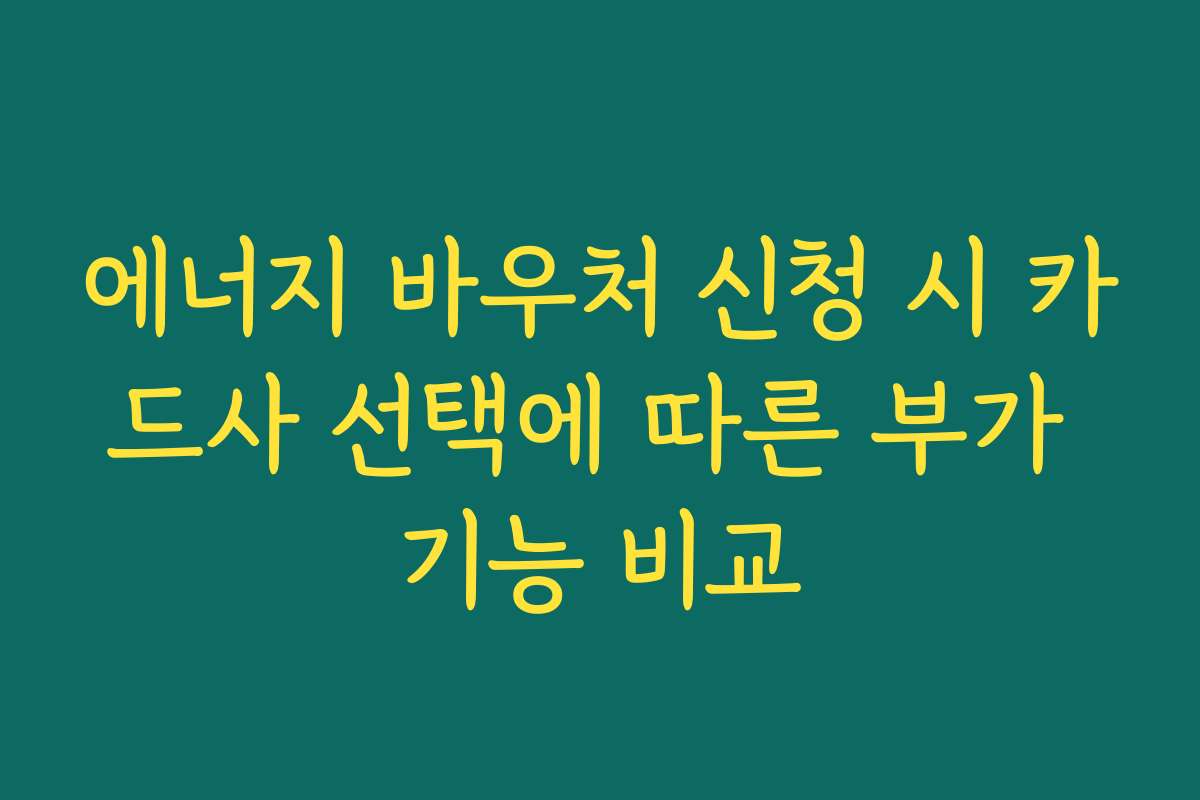 에너지 바우처 신청 시 카드사 선택에 따른 부가 기능 비교