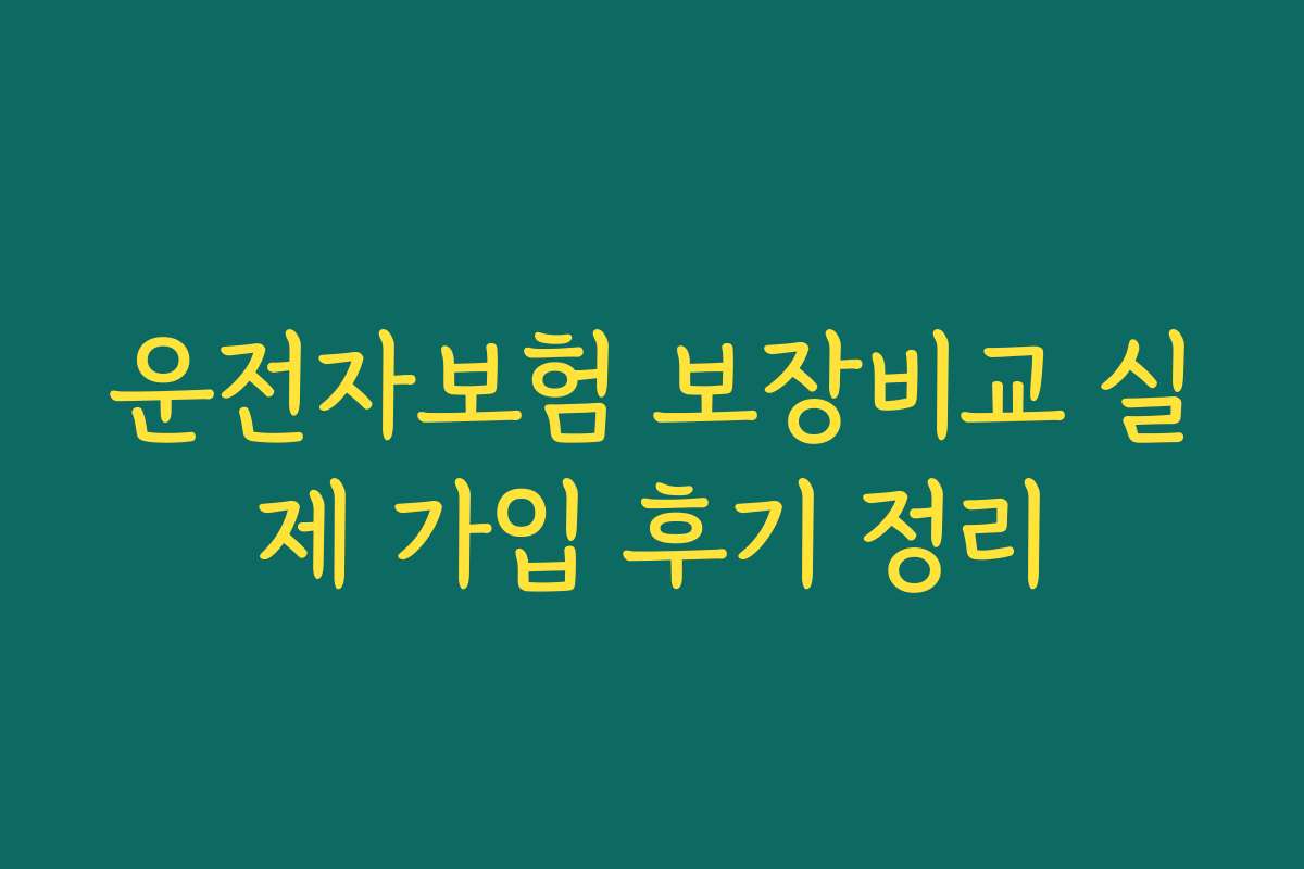 운전자보험 보장비교 실제 가입 후기 정리