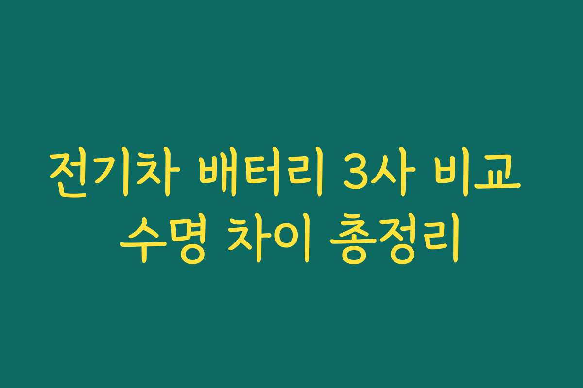 전기차 배터리 3사 비교 수명 차이 총정리