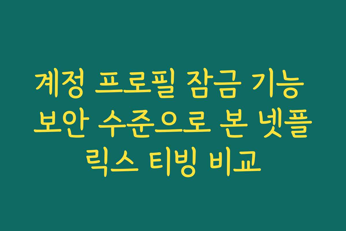계정 프로필 잠금 기능 보안 수준으로 본 넷플릭스 티빙 비교