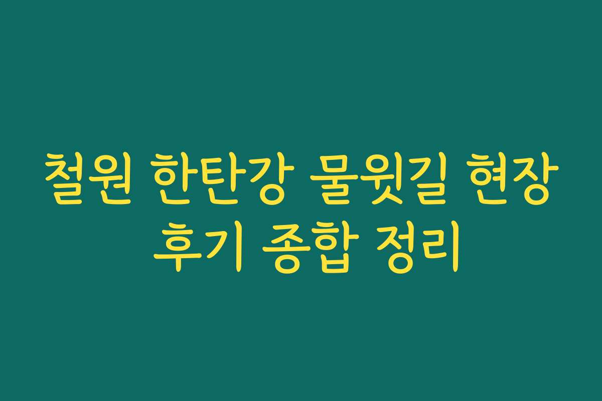 철원 한탄강 물윗길 현장 후기 종합 정리